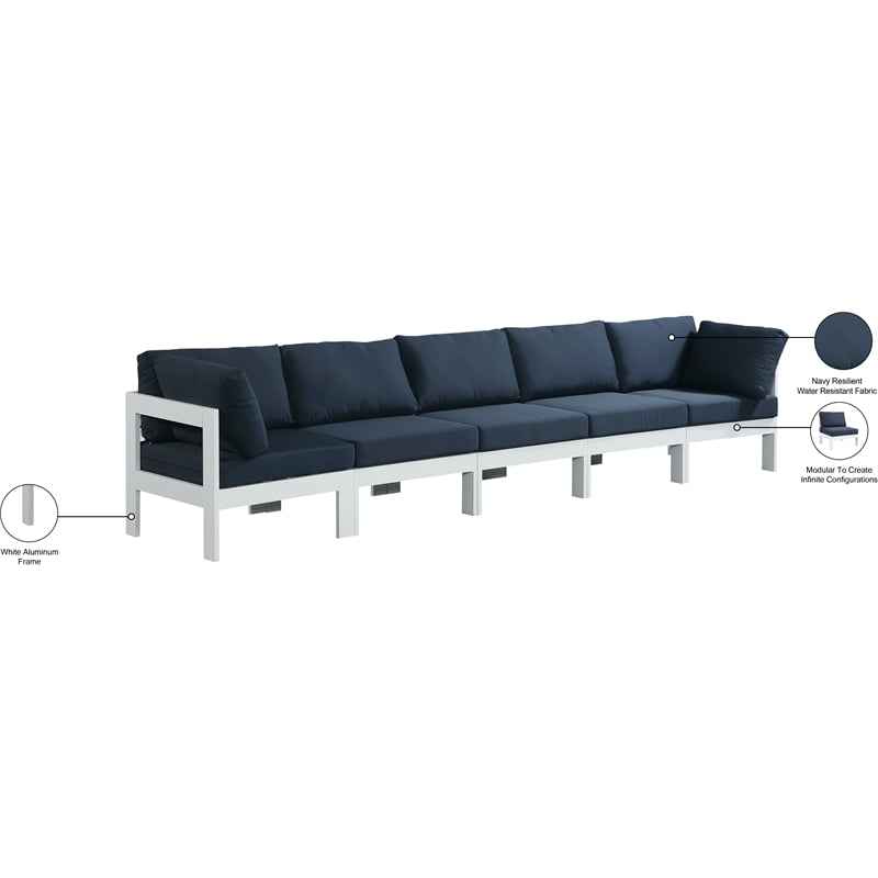 Meridian Furniture Nizuc Navy Outdoor Patio Modular Sofa