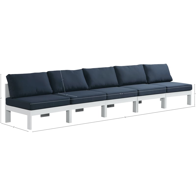 Meridian Furniture Nizuc Navy Outdoor Patio Modular Sofa