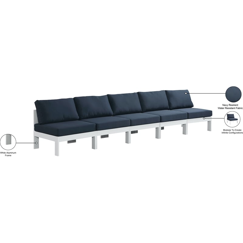Meridian Furniture Nizuc Navy Outdoor Patio Modular Sofa