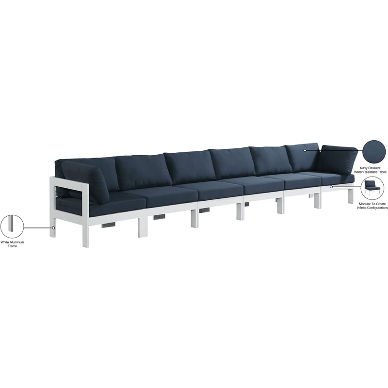 Meridian Furniture Nizuc Navy Outdoor Patio Modular Sofa
