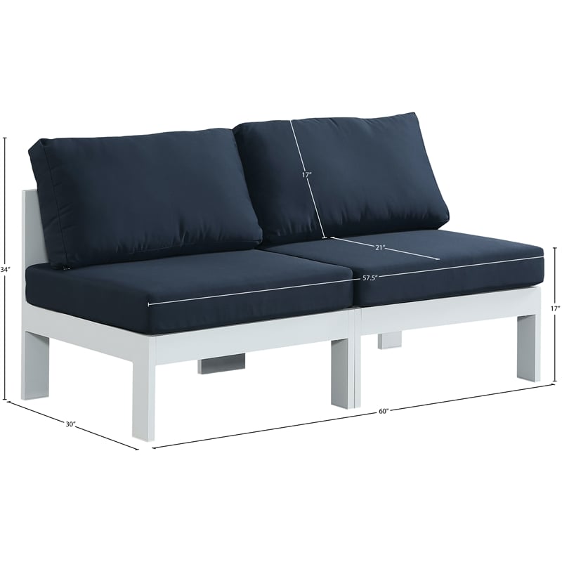 Meridian Furniture Nizuc Navy Outdoor Patio Modular Sofa