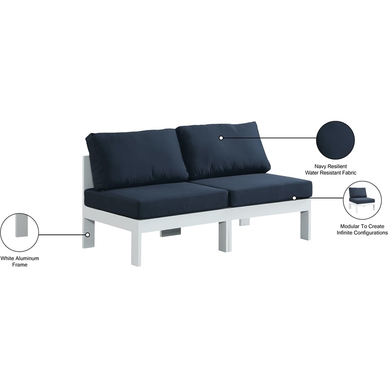 Meridian Furniture Nizuc Navy Outdoor Patio Modular Sofa