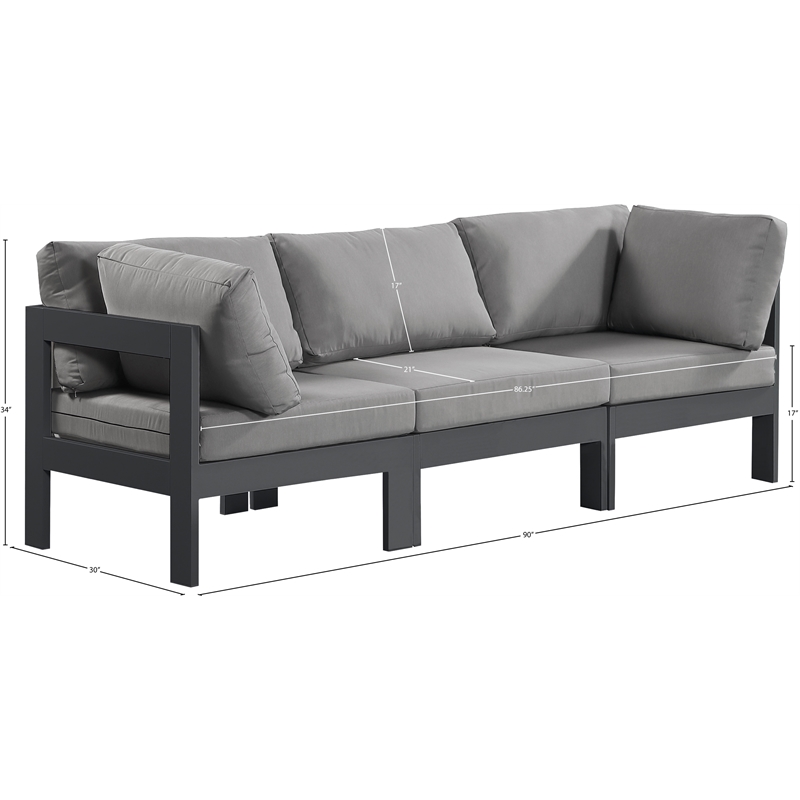 Meridian Furniture Nizuc Grey Outdoor Patio Modular Sofa