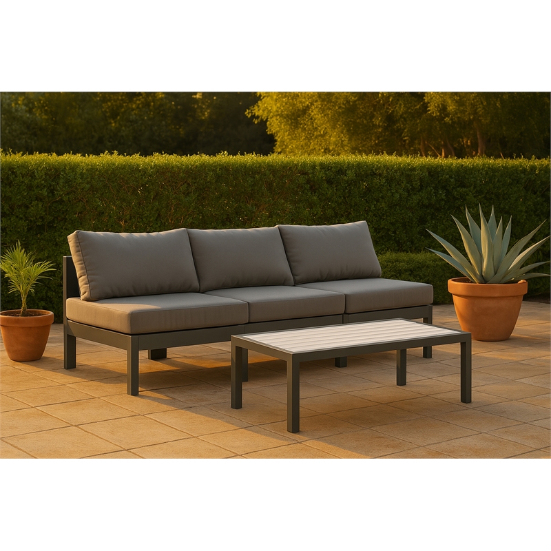 Meridian Furniture Nizuc Grey Outdoor Patio Modular Sofa