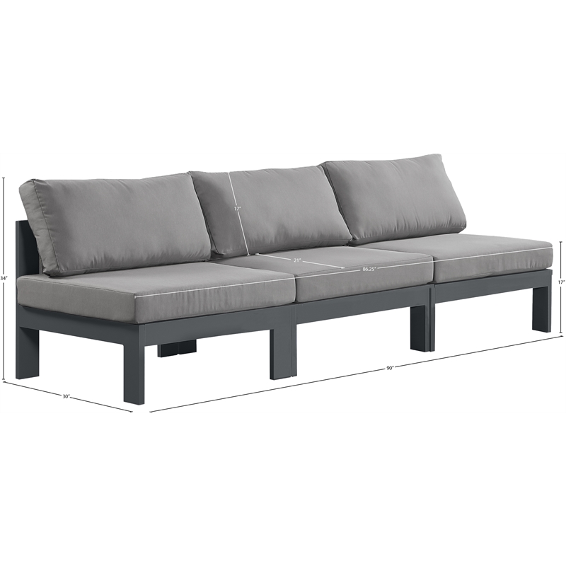 Meridian Furniture Nizuc Grey Outdoor Patio Modular Sofa