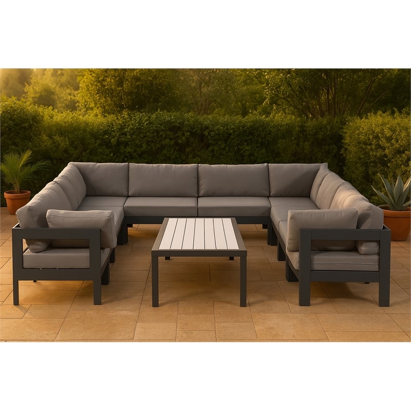Meridian Furniture Nizuc Grey Outdoor Patio Modular Sectional