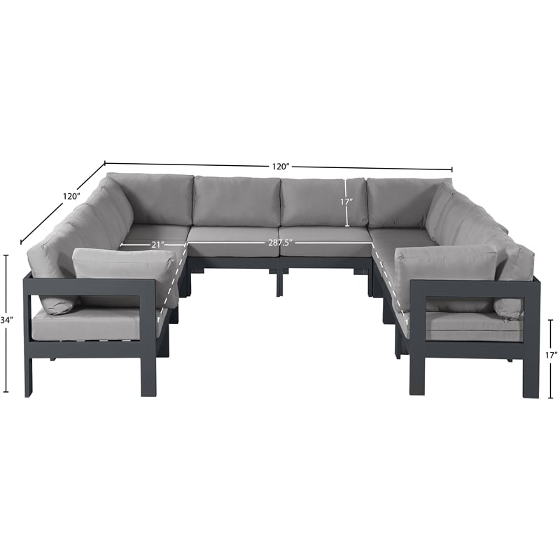 Meridian Furniture Nizuc Grey Outdoor Patio Modular Sectional