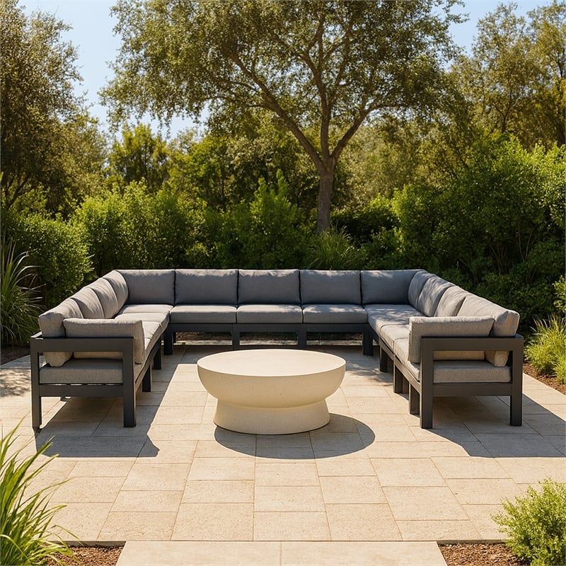 Meridian Furniture Nizuc Grey Outdoor Patio Modular Sectional