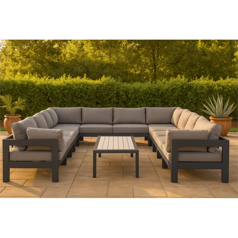 Meridian Furniture Nizuc Grey Outdoor Patio Modular Sectional