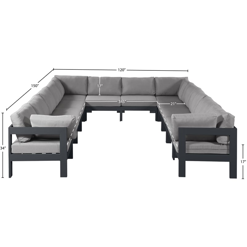 Meridian Furniture Nizuc Grey Outdoor Patio Modular Sectional