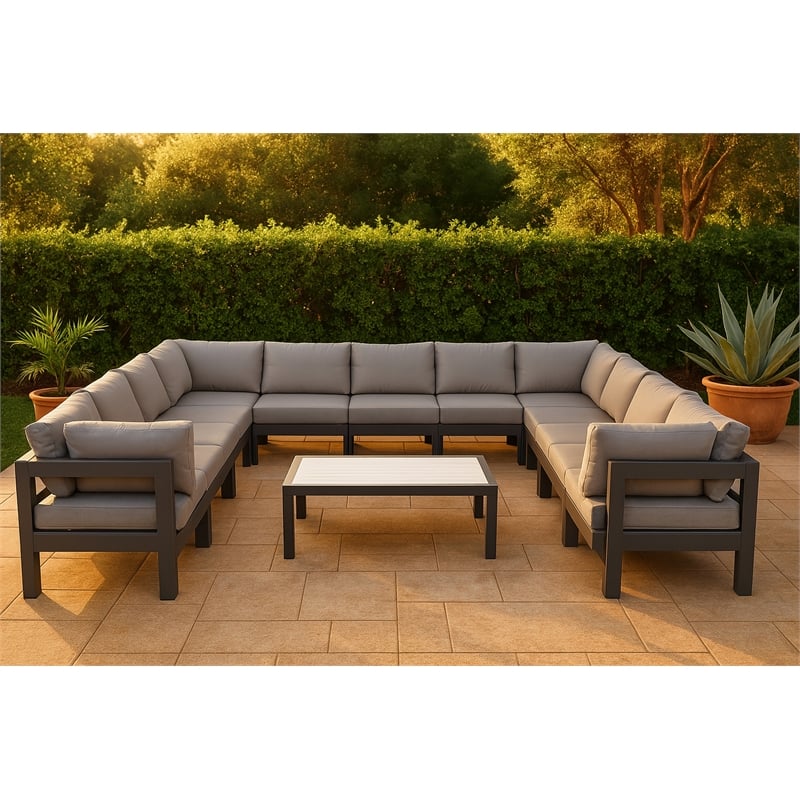 Meridian Furniture Nizuc Grey Outdoor Patio Modular Sectional