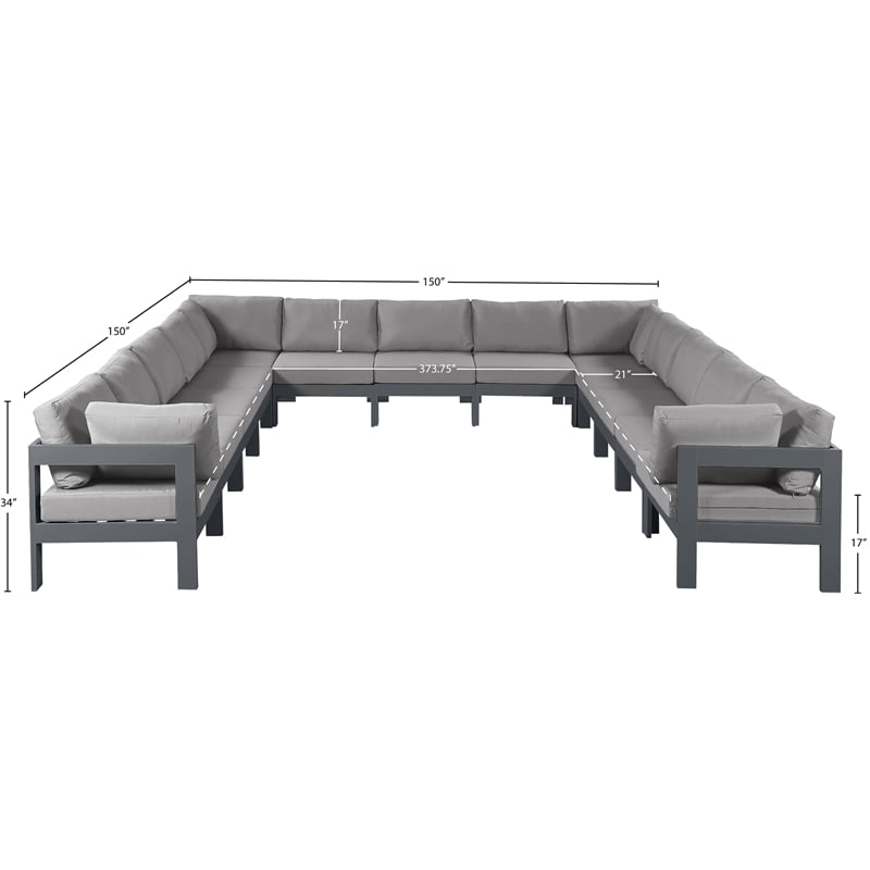 Meridian Furniture Nizuc Grey Outdoor Patio Modular Sectional