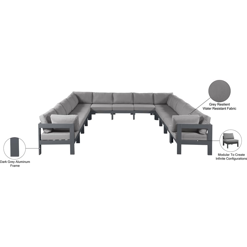 Meridian Furniture Nizuc Grey Outdoor Patio Modular Sectional