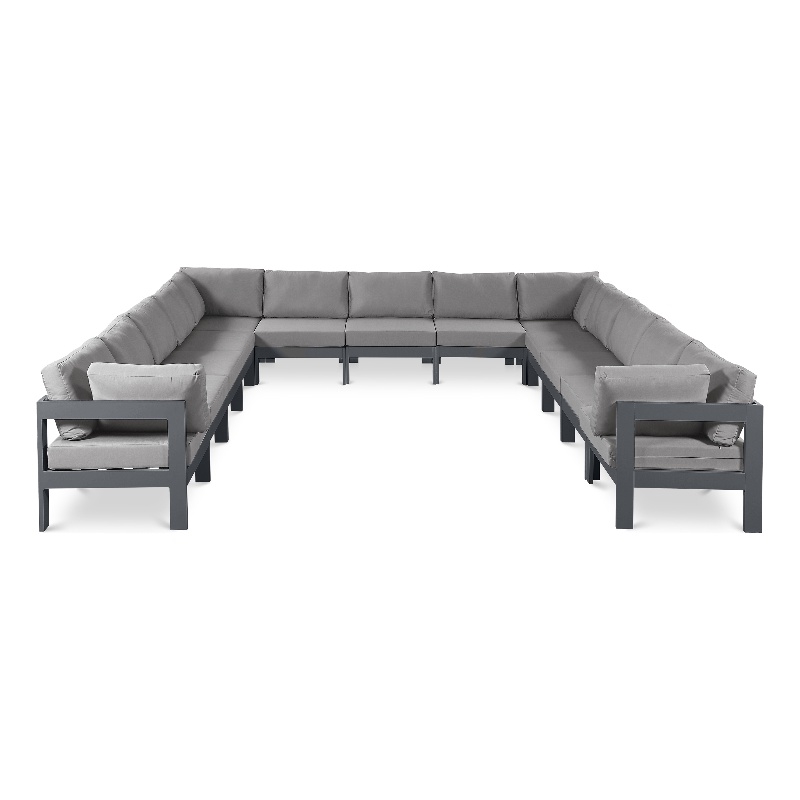 Meridian Furniture Nizuc Grey Outdoor Patio Modular Sectional