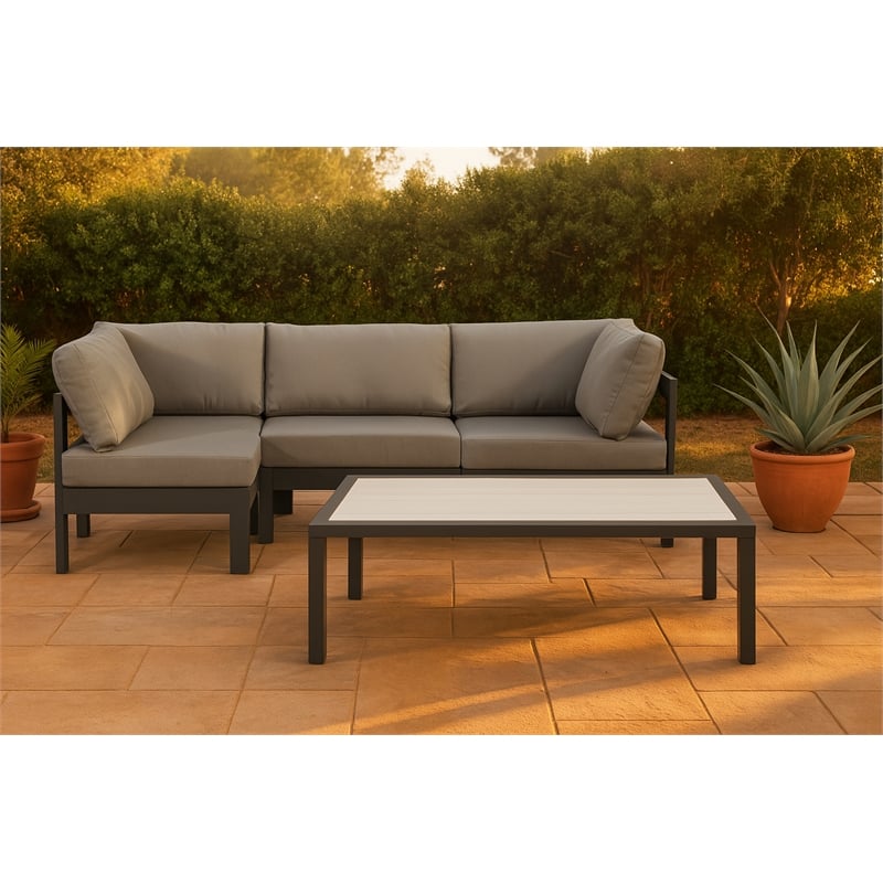 Meridian Furniture Nizuc Grey Outdoor Patio Modular Sectional