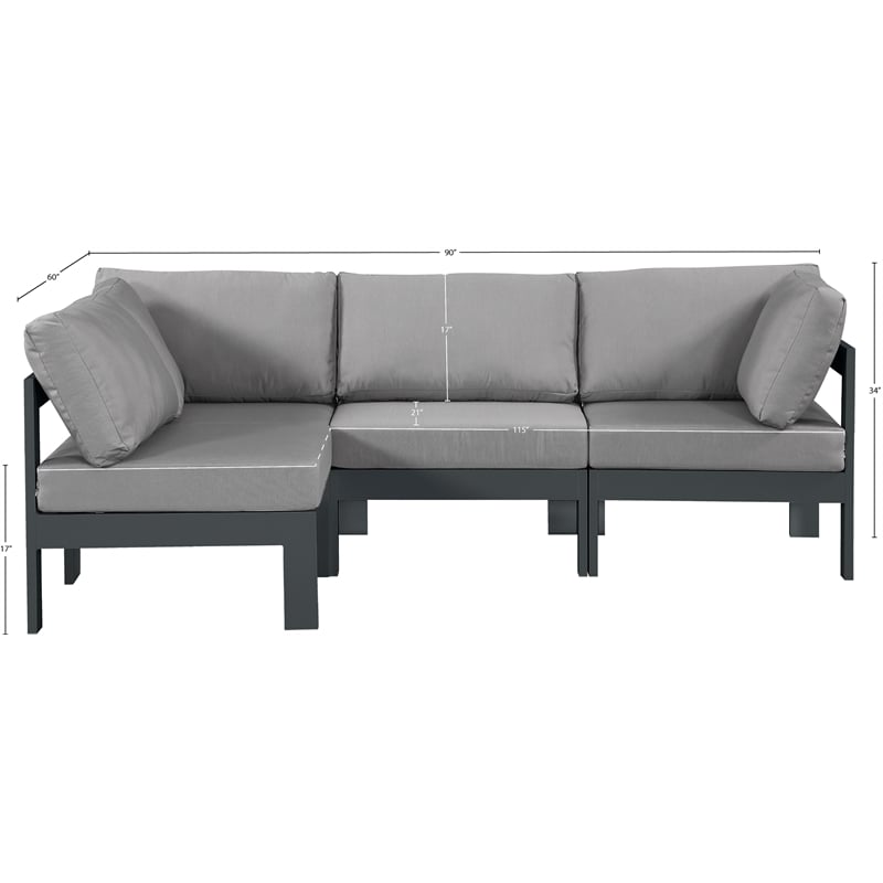 Meridian Furniture Nizuc Grey Outdoor Patio Modular Sectional