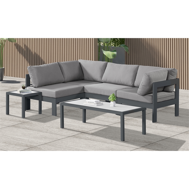 Meridian Furniture Nizuc Grey Outdoor Patio Modular Sectional