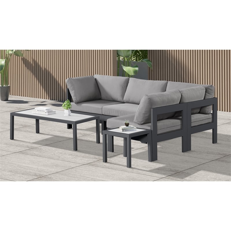 Meridian Furniture Nizuc Grey Outdoor Patio Modular Sectional