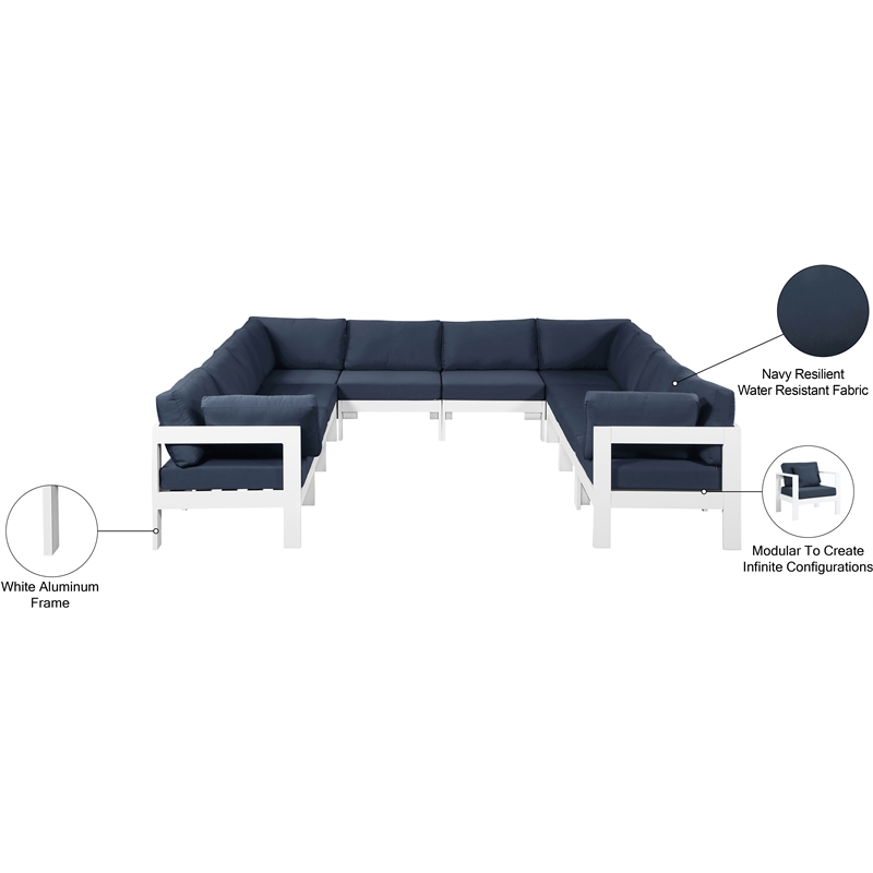 Meridian Furniture Nizuc Navy Outdoor Patio Modular Sectional