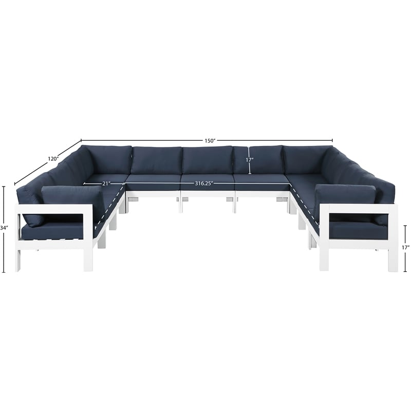 Meridian Furniture Nizuc Navy Outdoor Patio Modular Sectional