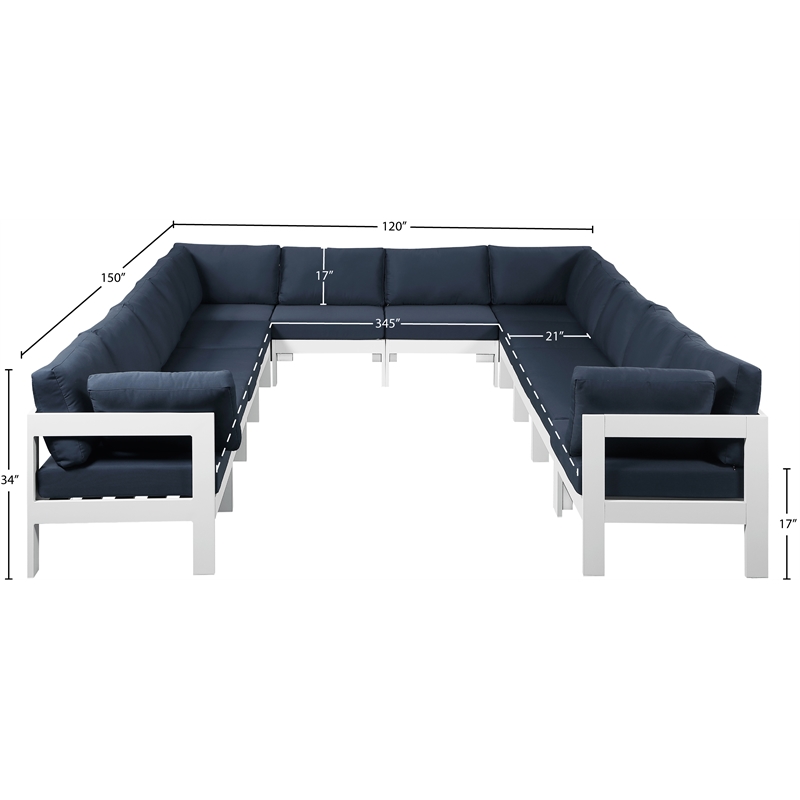 Meridian Furniture Nizuc Navy Outdoor Patio Modular Sectional