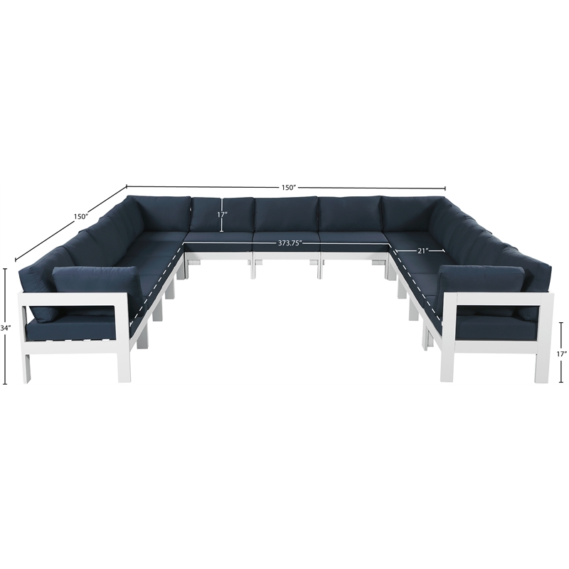Meridian Furniture Nizuc Navy Outdoor Patio Modular Sectional