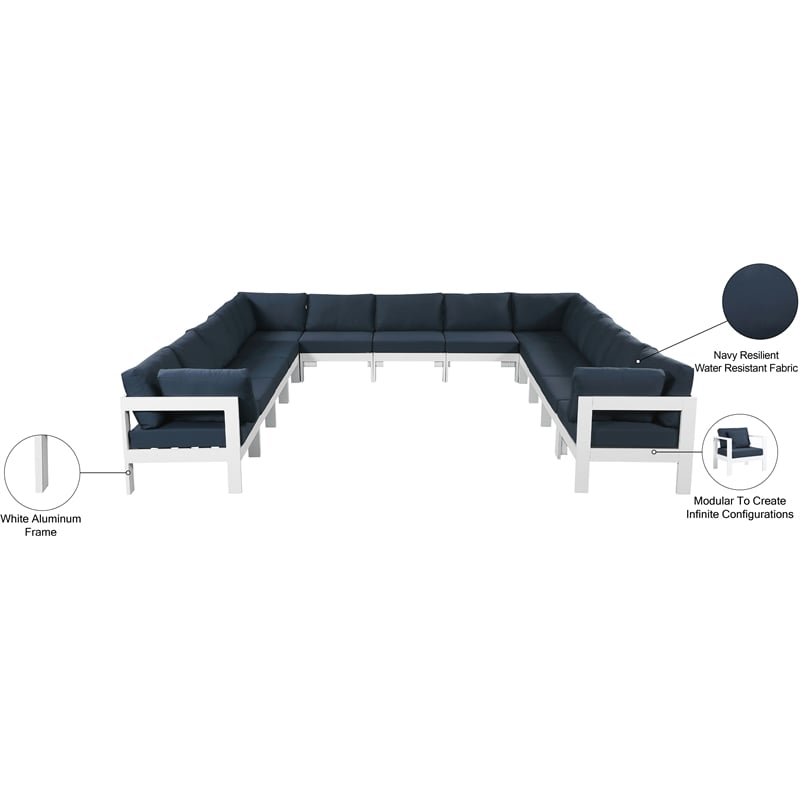 Meridian Furniture Nizuc Navy Outdoor Patio Modular Sectional