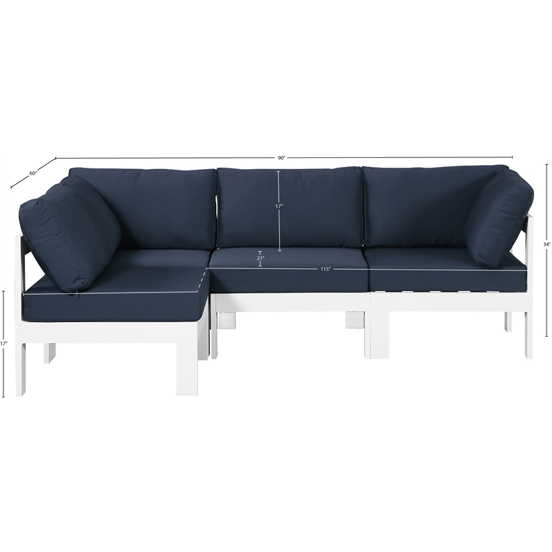 Meridian Furniture Nizuc Navy Outdoor Patio Modular Sectional