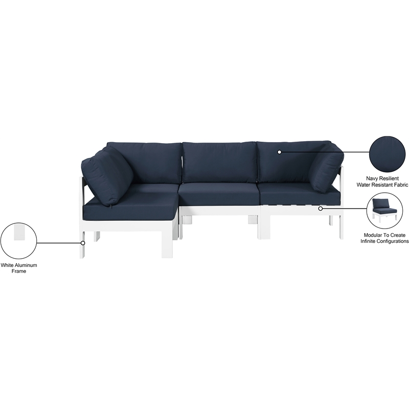 Meridian Furniture Nizuc Navy Outdoor Patio Modular Sectional