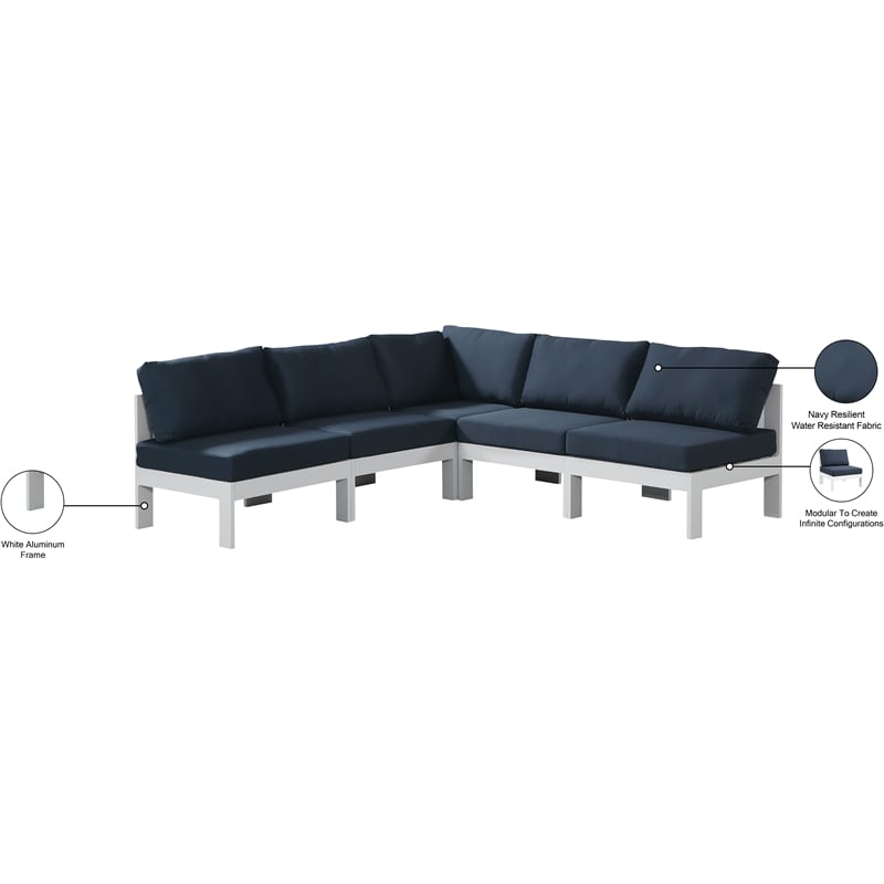 Meridian Furniture Nizuc Navy Outdoor Patio Modular Sectional