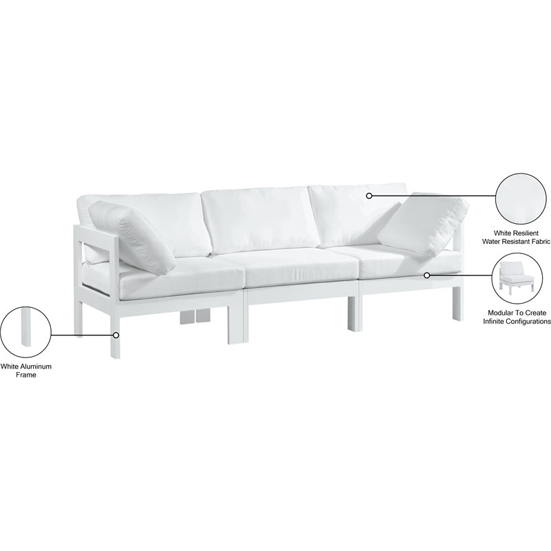 Meridian Furniture Nizuc White Outdoor Patio Modular Sofa