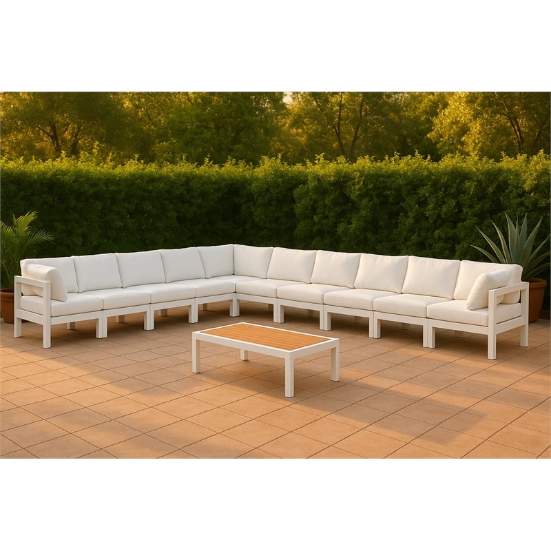 Meridian Furniture Nizuc White Outdoor Patio Modular Sectional