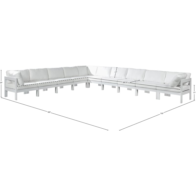 Meridian Furniture Nizuc White Outdoor Patio Modular Sectional