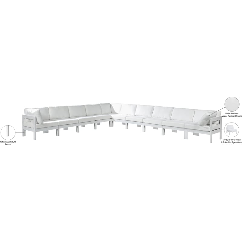 Meridian Furniture Nizuc White Outdoor Patio Modular Sectional