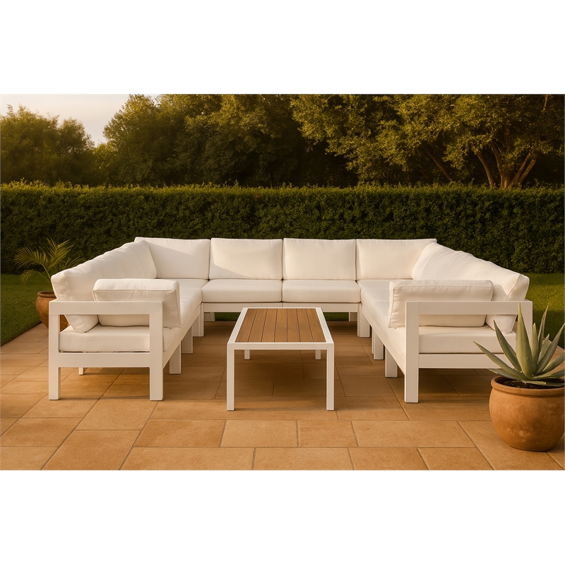 Meridian Furniture Nizuc White Outdoor Patio Modular Sectional