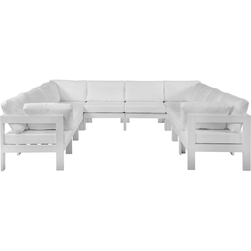 Meridian Furniture Nizuc White Fabric Outdoor Patio Modular Sectional