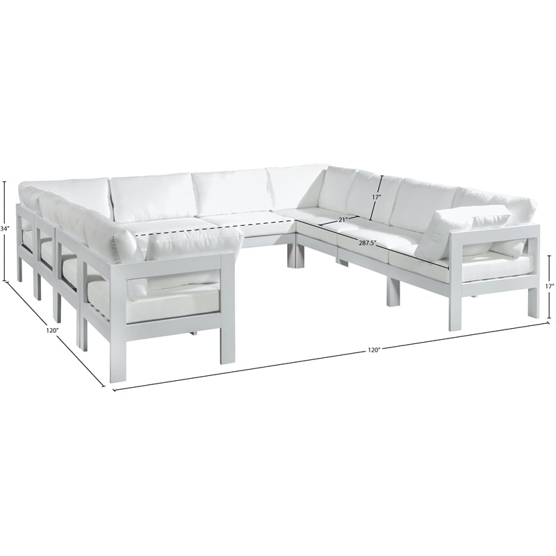 Meridian Furniture Nizuc White Outdoor Patio Modular Sectional