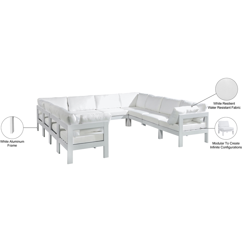 Meridian Furniture Nizuc White Outdoor Patio Modular Sectional