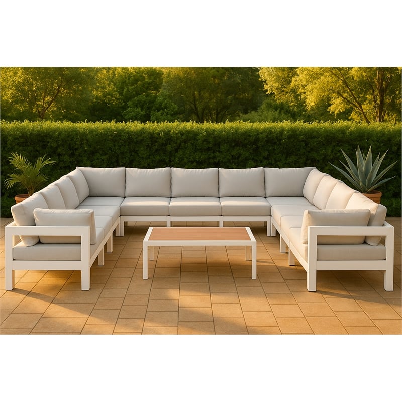 Meridian Furniture Nizuc White Outdoor Patio Modular Sectional