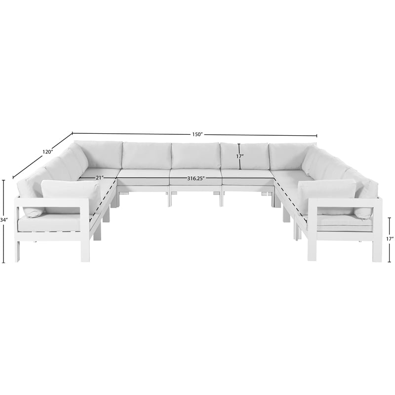 Meridian Furniture Nizuc White Outdoor Patio Modular Sectional
