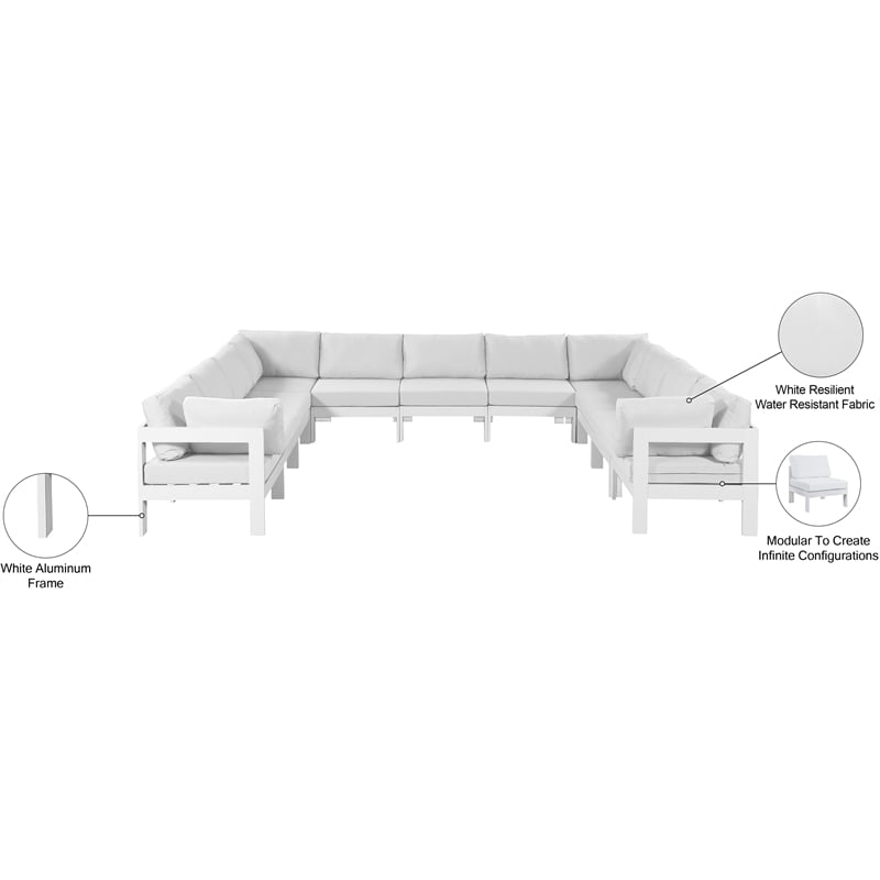Meridian Furniture Nizuc White Outdoor Patio Modular Sectional