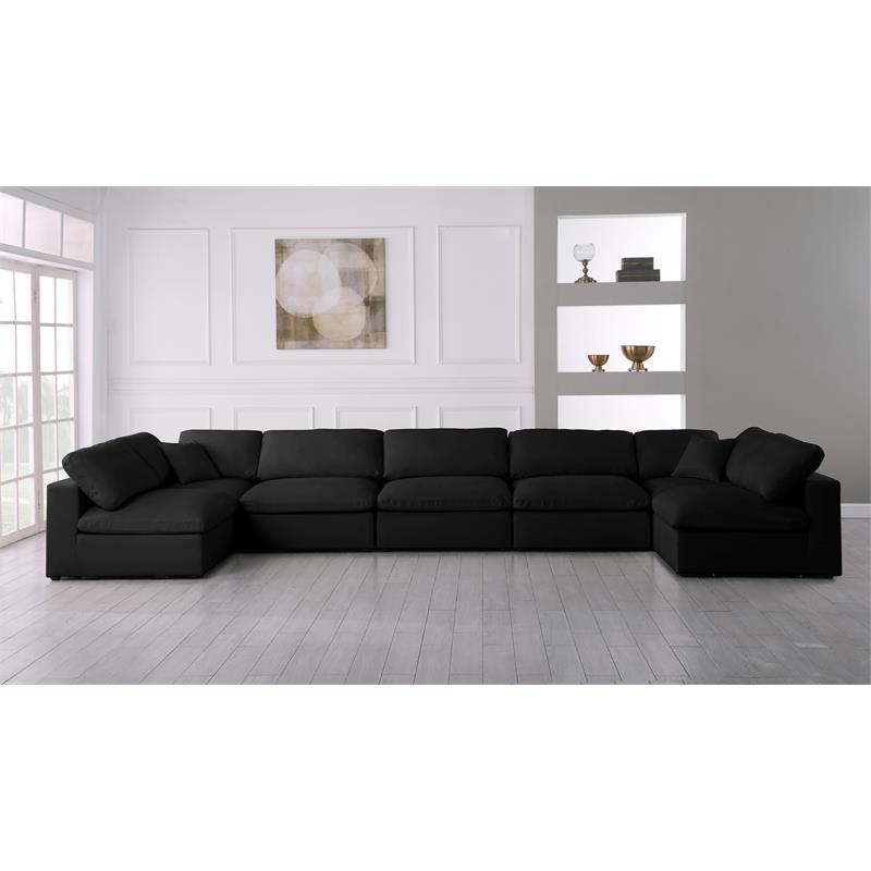 Meridian Furniture Serene Black Linen Fabric Deluxe Modular Sectional