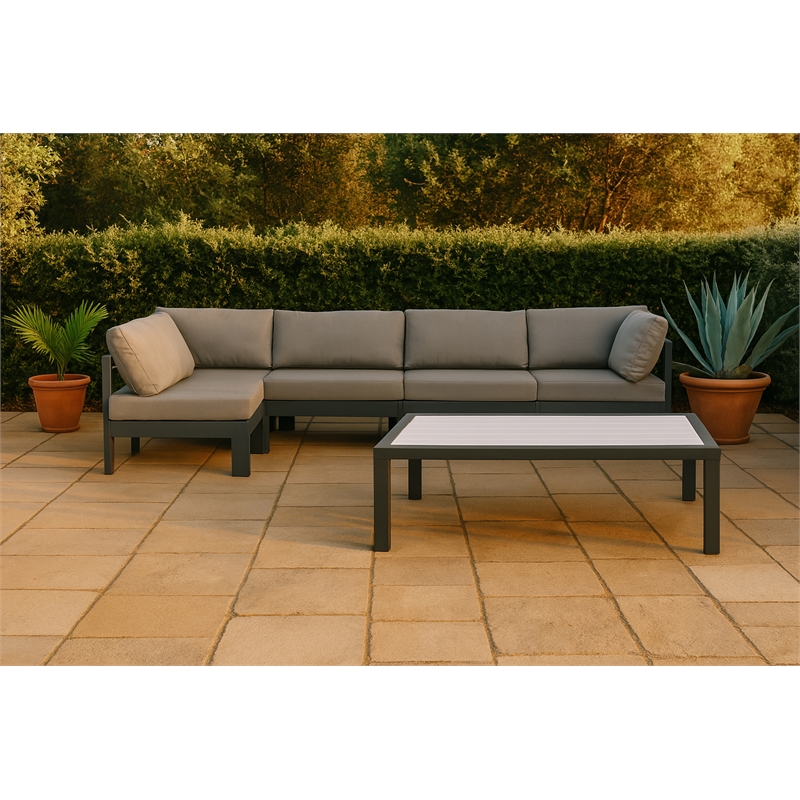 Meridian Furniture Nizuc Grey Outdoor Patio Modular Sectional