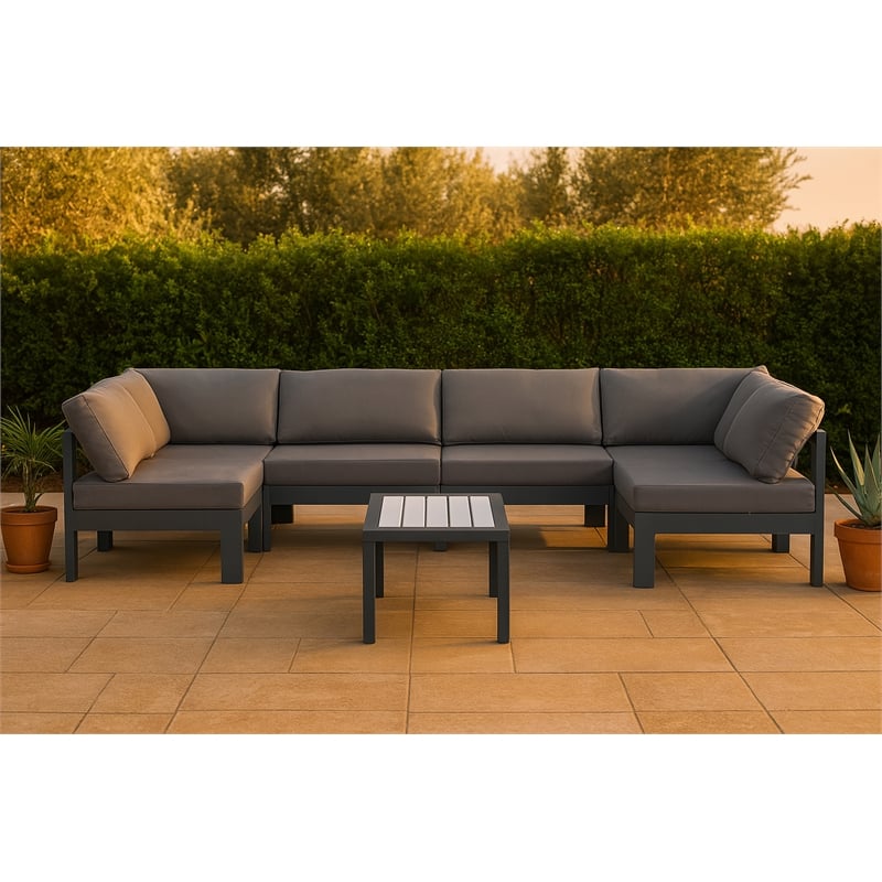 Meridian Furniture Nizuc Grey Outdoor Patio Modular Sectional