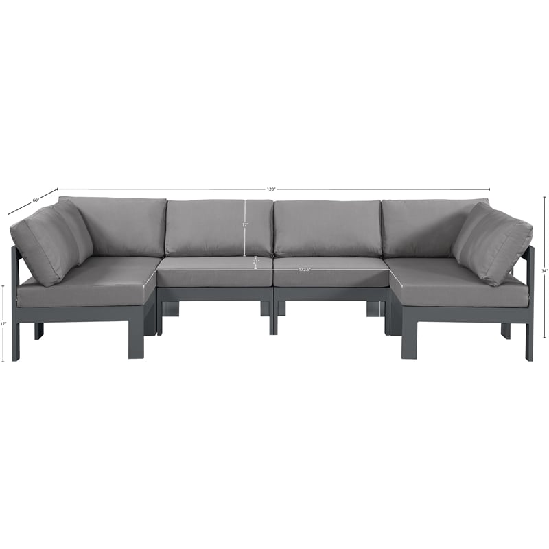 Meridian Furniture Nizuc Grey Outdoor Patio Modular Sectional