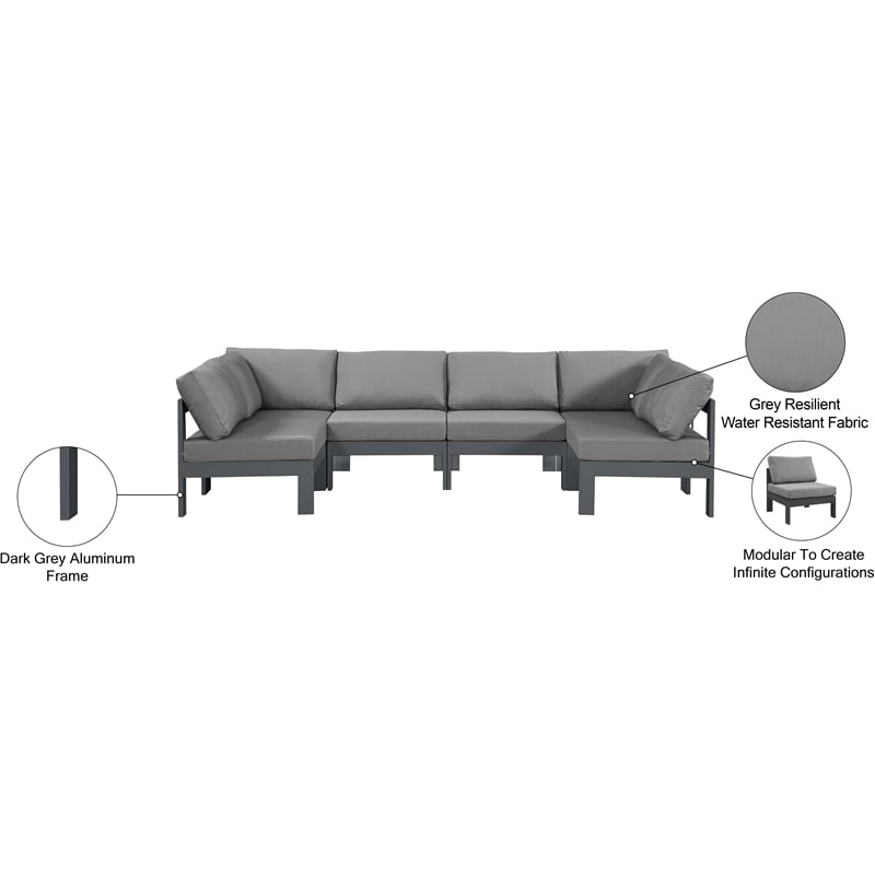 Meridian Furniture Nizuc Grey Outdoor Patio Modular Sectional