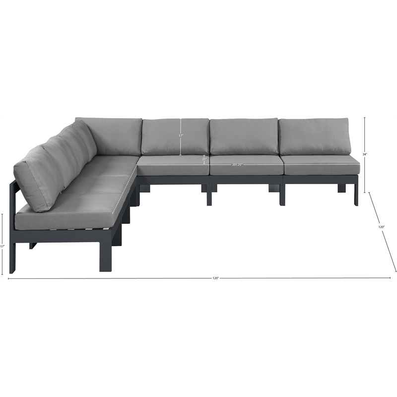 Meridian Furniture Nizuc Grey Outdoor Patio Modular Sectional