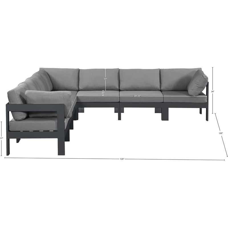 Meridian Furniture Nizuc Grey Outdoor Patio Modular Sectional