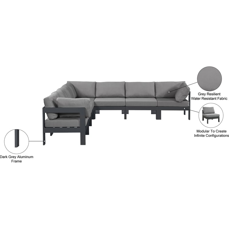 Meridian Furniture Nizuc Grey Outdoor Patio Modular Sectional