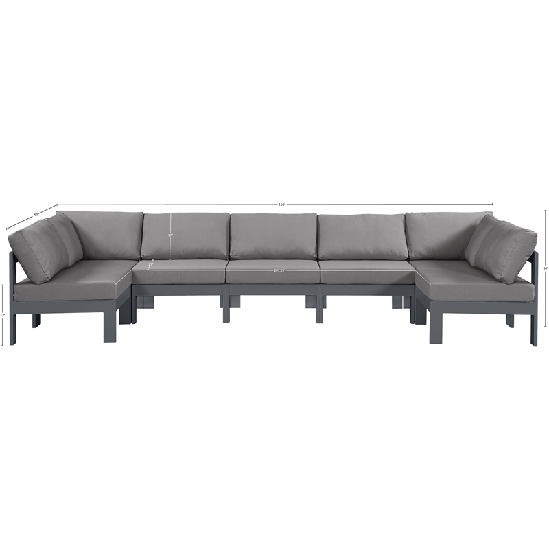 Meridian Furniture Nizuc Grey Outdoor Patio Modular Sectional